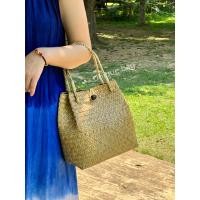 ราคา กระเป๋าสาน สีธรรมชาติ ขนาด 23CM กระจูด กระเป๋าแฮนด์เมด handmade ตะกร้าสาน (22504490036)