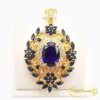 ราคา Inspire Jewelry จี้พลอย Sapphire ไพลิน งานDesign จิวเวลรี่ มีหลายรูปแบบ งดงามประดับ เพชรกลมCZ ตัวเรือนหุ้มทองแท้24K ขนาด 2 4 CM (21784697959)