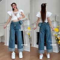 ราคา Acasey กางเกงยีนส์ผู้หญิง ทรงกระบอกตรง ขาพับ ผ้ายีนส์ไม่ยืด น่ารักมากรุ่นนี้ ไซส์ S 5XL (22204593361)