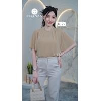 ราคา Chanan เสื้อชีฟองชีฟองเนื้อทราย แขนระบายอัดพลีท มีซับในเกรดดี 3สี รุ่น0172 (22454247892)
