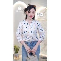 ราคา Chanan เสื้อคอจีน แขนยาวปิดศอก ลายหัวใจ น่ารัก สีสวย ทรงสวย 3สี รุ่น0244 (22801896501)