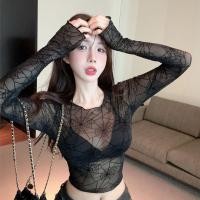 ราคา เสื้อลูกไม้ แขนยาว เซ็กซี่ สีดำ ลายลูกไม้ เสื้อเชิ้ตแขนยาว เสื้อคอฟิต วันฮาโลวีน ดูผ่านเสื้อผ้าผู้หญิง เสื้อลูกไม้สวย (22951443350)