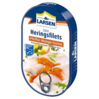 ราคา ลาร์เซ่น ปลาเฮอริ่งฟิลเล่ ในซอสพริกและมะม่วง 200 มล Herring Fillet in Pepper Mango Sauce 200ml Larsen brand (22735023203)