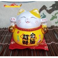 ราคา แมวกวัก แมวนำโชค แมวสไตล์ญี่ปุ่น สูง 3 5 นิ้ว กวักโชคลาภเงินทอง เรียกลูกค้า มี6สี เซรามิค 0201903 x (15815119554)