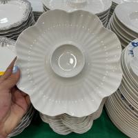 ราคา จานหลุม จานหลุมรูปดอกไม้ จานผลไม้ มีช่องใส่น้ำจิ้ม ขนาด 9 5 นิ้ว จานชามราคาถูกๆ จานสวยๆ จานกระเบื้อง จานเซรามิคสวยๆ (22554156563)