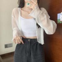 ราคา เสื้อกันแดดผู้หญิงคาร์ดิแกนผ้าโปร่งเสื้อคลุมตัวนอกแบบสั้นเสื้อคลุมไหล่ผ้าชีฟองทรงหลวมสำหรับคนตัวเล็กเดรสสายเดี่ยวใส่ช่วงฤดูร้อน (21942732523)