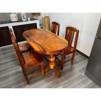 ราคา โต๊ะกินข้าวขนาด75x150 เก้าอี้4ตัว ไม้แผ่นเดียวทั้งชุด (16145473293)