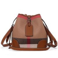 ราคา Aidrani กระเป๋าสะพายข้างสำหรับผู้หญิงกระเป๋าสะพายข้างหนังแท้หัวไหล่กระเป๋าผ้าใบลายสก๊อตหนังวัวกระเป๋าถือแฟชั่นทรงถัง (22575944881)