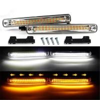 ราคา ไฟ LED สำหรับวิ่งกลางวันแบบต่อเนื่องรถไหลได้2ชิ้นไฟ DRL สีเหลืองเลี้ยวสัญญาณไฟสีขาวมากไฟตัดหมอก DRL 12V (22448103500)