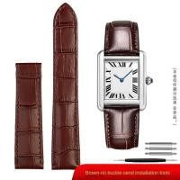 ราคา สายหนังแท้สำหรับ Cartier Tank Solo ผู้ชายผู้หญิงนาฬิกาสีฟ้าสีแดงสีชมพูสายนาฬิกาสร้อยข้อมือเข็มขัด 16 18 20 มม (19657455763)