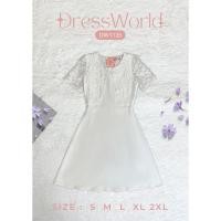 ราคา S 2XL 1135 งานป้าย Dress World เดรสสั้นทรงบาน แต่งกั๊กลายดอก เรียบๆ แต่ดูแพงน๊าา (20976384477)