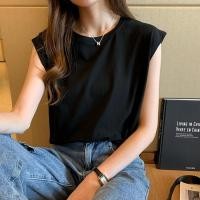 ราคา พร้อมส่ง เสื้อยืดสีขาว เสื้อยืดแขนกุด ใส่สบาย แฟชั่นสไตล์เกาหลี แนวมินิมอล (21564230891)