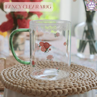 ราคา Violet Flamingo แก้วใสมีหูจับ Fancy Clear Mug แก้วใสใส่น้ำร้อนน้ำเย็นได้ ลายเลมอน ลายดอกไม้ (22904884253)