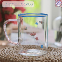 ราคา Violet Flamingo แก้วใสมีหูจับ Fancy Clear Mug แก้วใสใส่น้ำร้อนน้ำเย็นได้ ลายเลมอน ลายดอกไม้ (22904884252)