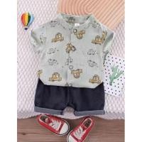 ราคา เสื้อผ้าเด็กผู้ชาย เสื้อเชิ้ตคอปก กางเกง set2ชิ้น (21697248985)