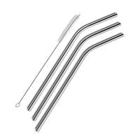 ราคา 3 Pcs reusable Stainless Steel Metal Drinking Straw Reusable Straws 1 Cleaner Brush Kit (22058804254)