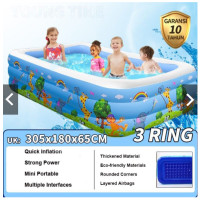 ราคา สระน้ำเป่าลม สระน้ําเด็ก 3 ชั้น 3เมตร PVC สระว่ายน้ำเด็ก สระน้ำขนาดใหญ่ Swimming Pool สระน้ำเป่าลมครอบครัว สระน้ำแบบพกพา สระน้ำครอบครัว สระเป่าลม สระน้ำ 305 ซม มีหลายขนาดให้เลือก ยาวพิเศษ (22449584850