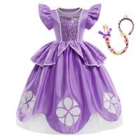 ราคา ชุดเดรสเจ้าหญิงโซเฟียสำหรับเด็กผู้หญิงชุดเดรสเด็กโซเฟียแขนพัฟลูกปัดลายดอกไม้ชุดเดรสปาร์ตี้งานพรอมสำหรับฮาโลวีนชุดคอสเพลย์สีม่วง3 4 6 8 10ปี (17714460569)