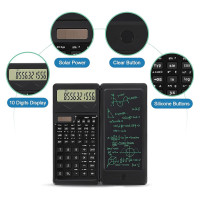 ราคา 1 Piece Scientific Calculators for Students10 Digit LED Solar Battery Power Black Math Calculator with Notepad and Pen for School (22341171425)
