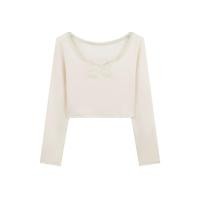 ราคา เสื้อยืดแขนยาว เอวลอย สีพื้นทรงครอป แต่งรอบคอลูกไม้ ตรงกลางแต่งตัวผีเสื้อซีทรู ผ้านุ่ม ทรงเข้ารูป เสื้อครอปผู้หญิง 074 (22857108727)