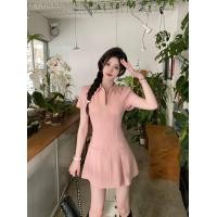 ราคา แฟชั่นขนาดใหญ่เสื้อโปโลผู้หญิงแขนสั้นฤดูร้อนตุ๊กตาเอวSlimming A Lineกระโปรงซิปเสื้อผ้าทํางาน (22402136287)