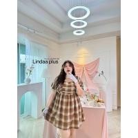 ราคา เดรสคอเหลี่ยมแขนตุ๊กตา ผ้าลายสก็อต แต่งลูกไม้ แฟชั่นสาวอวบสไตล์คาเฟ่ (22191060816)