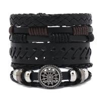 ราคา สายข้อมือหนังห่อถัก4ชิ้น เซ็ตสำหรับผู้ชายวินเทจต้นไม้แห่งชีวิตหางเสือสวยงามลูกปัดไม้ชนเผ่าสร้อยข้อมือเชือก (21431127021)