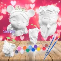 ราคา ถาดปูนระบายสี ตุ๊กตาปูนปลาสเตอร์ระบายสี เซ็ตกระถางปูนระบายสี diy พร้อมสีและพู่กันใน 1 ชุด (21440317026)