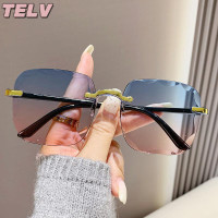 ราคา TELV แว่นตาแฟชั่นไล่ระดับสีสำหรับผู้หญิงแว่นกันแดดป้องกันรังสียูวีแว่นตาไร้กรอบทรงสี่เหลี่ยมเรียบง่ายสำหรับผู้หญิง (22569364061)