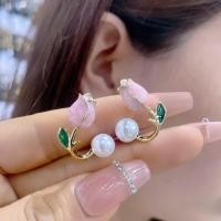ราคา Wedding Accessory Tulip Earrings Trendy Look Back Hanging Sweet Style Studs Fashion Jewelry Enamel Finish Earrings for Bridal Wear Korean Fashion Womens Accessory Special Occasions Style Upgrade (2272