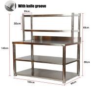 ราคา HEJI โต๊ะ 2 ชั้น โต๊ะสแตนเลส 304 ชั้นเก็บของ มีร่องมีด โต๊ะเตรียมสแตนเลส ชั้นวางของในครัวพร้อมรั้ว หนัก ประตูท้าย (22752294103)