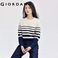 ราคา GIORDANO Women Sweaters Buttons Shoulder Stripe Sweaters Crewneck Smooth Soft Warm Simple Fashion Casual Sweaters 18354918 (22556145321)