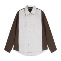 ราคา KINS เสื้อเชิ้ตแขนยาวทรงหลวม สีทูโทน KS06 (22968713349)