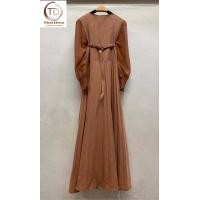 ราคา Maxi Dress เดรสอัดพลีทตัวยาวแขนยาว มีซับด้านใน มีซิปข้างTD430 (13913243182)