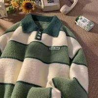 ราคา FARUILINE STORE เสื้อโปโลผู้ชา Oversize ปลอกคอโปโล แถบ เสื้อถัก เสื้อสเวตเตอร์หลวมสไตล์เกาหลี (22896452357)