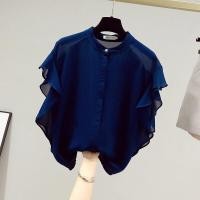 ราคา Chiffon Blouse Women Casual Ruffle Sleeve Summer Shirt Korean Style New Fashion Simple White Top (11418166361)