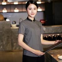 ราคา Lonier ชุดทำงานพนักงานแขนสั้นชุดยูนิฟอร์มพนักงานร้านอาหารฝรั่งร้านกาแฟร้านอาหารชุดสูทสตรี (20697531056)