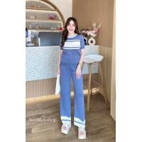 ราคา เซต2ชิันไหมพรมเสื้อคอกลมแขนสั้นพร้อมกางเกงขายาวแต่งทููโทนขอบขา (22635646639)