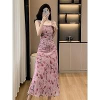 ราคา Korean Dress ชุดสตรี ชุดร้อน เดรสยาวลายดอกกุหลาบฝรั่งเศส แต่งตัวและไปชายหาด (22564514370)