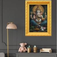 ราคา รูปภาพ รูปมงคล เทพอินเดีย รูปพระพิฆเนศ พระพิฆเนศนั่งบัลลังก์ GS19 สัญลักษณ์ของความสำเร็จและความสุข (22532750039)