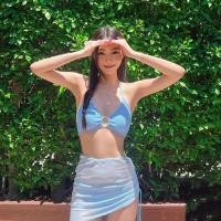 ราคา ชุดว่ายน้ำเซ็ต3ชิ้น บิกินี่บราผูกคอ กระโปรง สีพื้น สีสันสดใส (21453452567)