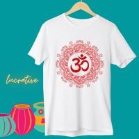 ราคา เสื้อยืดแขนสั้น เสื้อยืดสัญญาลักษณ์โอม สีแดงลายอินเดีย เสื้อยืดสีขาว งานพิมพ์ภาพลงบนเสื้อ ติดทน เย็บอย่างดี นุ่ม ใส่สบาย (21031093002)