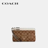 ราคา COACH กระเป๋าสตางค์ผู้หญิงรุ่น Double Zip Wallet In Signature Canvas สีครีม C5576 IMDJ8 (19283401270)
