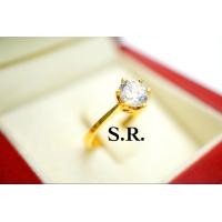 ราคา S R แหวนทองแต่งงานหมั้น น้ำหนักเพชร 1 50 ตัง เพชรน้ำ100 ขาวสวยไฟดี พร้อมใบรับรองสินค้า เคลือบทองคำแท้100 (21920009075)