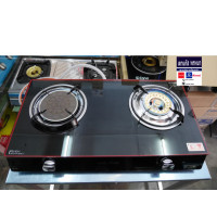 ราคา Lucky Flame เตาแก๊สตั้งโต๊ะ หัวทองเหลือง หัวอินฟาเรด หน้ากระจก รุ่น AG 2102S สีดำ (22236543844)