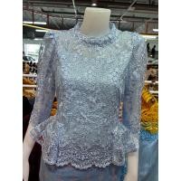 ราคา เสื้อลูกไม้ฝรั่งเศสใยบวบ สิริอาภรณ์ จีบระบายช่วงเอว คอโอบ ยกไหล่ เเขนกระบอกเรียว (22486428337)