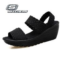 ราคา Skechers รองเท้าแตะผู้หญิง Cali Rumbler Wave สตรี รองเท้าแตะส้นเตารีด ส้นสูง ทอรองเท้า 31778 BBK (20311277785)