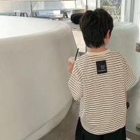 ราคา GOFATOO ชุดเด็กผู้ชาย เสื้อยืดเด็ก เสื้อยืดแขนสั้นเด็กชาย ขนาดกลางขนาดใหญ่ ครึ่งแขน ลายทาง เสื้อท่อนบนสำหรับเด็ก (21696213976)