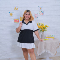 ราคา A189 เสื้อคอปกทูโทนสาวอวบ ผ้าร่อง เสื้อโปโลทูโทน สาวอวบ เสื้อยืดสาวอวบ เสื้อทูโทน (22600164516)