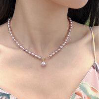 ราคา สร้อยคอโช้คเกอร์มุกน้ำจืดสีข้าวสีม่วงธรรมชาติ5 6มม สำหรับผู้หญิง (21735929640)